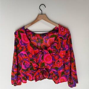 Vibrant Psychedelic 1960s Upcycled Tie Top